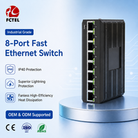 Switch Industrial Fast Ethernet de 8 Puertos, No Administrado, para Riel DIN, RJ45, con Doble Entrada de Alimentación