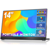 Monitor Portátil de 14 Pulgadas 4K IPS, Delgado y Ligero, DCI-P3 100% Color, Doble USB C HD, Pantalla para Juegos con Altavoz, para Viajes y Portátiles