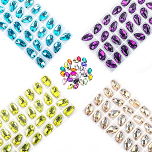 VC gros haute brillant larme dos plat coudre sur strass en vrac verre cristal pierres pour robe sacs chaussures vêtement décoration - Product Image 1