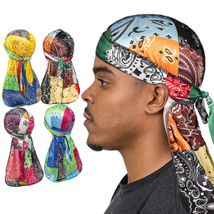 Durag en satin de polyester coloré Do Du Doo, foulard long à queue, bandana paisley soyeux pour hommes, hip-hop en plein air, vague 360 - Product Image 2