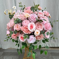 Kunstzijde bloemenbal centerpiece roze bruiloft realistisch paasdecoratie handgemaakt luxe groothandel huisdecoratie