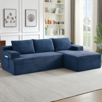 Canapé d'angle en velours côtelé de luxe au design moderne, ensemble de canapés compressés en forme de L, canapé durable sans armature pour salon, en vente