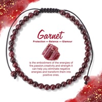 Bracelet pour femmes en cristal de 4 mm tissé à la main, grenat naturel, améthyste, citrine, bracelet en pierre naturelle avec ensemble de cartes