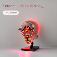 Nouveau Masque Lumineux Halloween Scream 2026 en PVC avec LED Réutilisable 4 Couleurs Imprimées Taille L 18+ Ans pour Fête d'Halloween