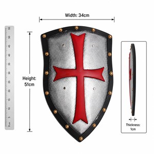 Escudo de Caballero Medieval Personalizado de Espuma Segura para Disfraz de Juego de Rol - Escudo Rojo/Negro Coleccionable Decorativo Unisex Edades 14+ - Product Image 3