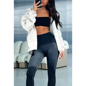 Yüksek kalite özel kadın artı boyutu egzersiz spor setleri bayanlar spor Spandex 2-Piece Yoga pantolon ve kadınlar için Set Tops