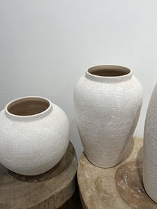 Vaso in <span class=keywords><strong>ceramica</strong></span> minimalista con struttura ruvida con finitura naturale vaso in <span class=keywords><strong>ceramica</strong></span> avorio opaco aspetto organico porta fiori ornamenti regali - Product Image 4