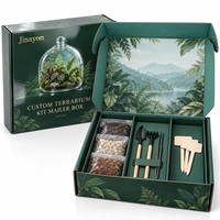 Boîte d'expédition pliable en carton personnalisée avec doublure en mousse brillante pour kit terrarium, emballage pour coffret cadeau bougie e-commerce