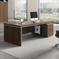 Ensemble de bureau de direction avec chaise - Design minimaliste moderne en bois, tiroirs, armoires latérales verrouillables, bibliothèque pour usage commercial
