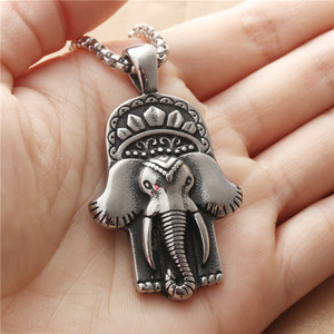 yunnique <b>Elephant</b> Pendant Stainless Steel Men's Necklace Retro Animal Design 19056 - Product Image 3