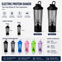 Botol Shaker Protein Elektrik USB C Isi Ulang Logo Kustom Anti Bocor Bebas BPA 450ml 600ml Cangkir Mixer Portabel untuk Fitness Gym