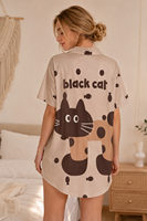 Pyjama d'été pour femmes à manches courtes, robe de nuit une pièce pour filles, ensemble de pyjama
