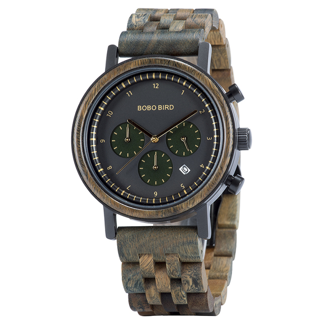 Wholesale Fast Delivery BOBOBIRD T27 43mm Quartz Chronograph Wooden Watch for Men-Most Luxury