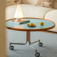 Table d'appoint vintage sur roulettes en bois, plateau ignifuge, pour salon, canapé, balcon, hauteur réglable, durable, design