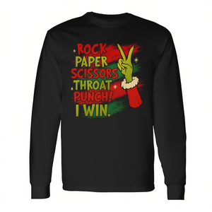 Camiseta de manga larga con estampado de Navidad Rock Paper Scissors Throat Punch - Product Image 2