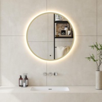 Miroir de salle de bains rond de luxe doré 3 couleurs 3 luminosité Led lumière miroir de salle de bains avec interrupteur LED miroir