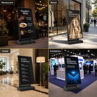 Señalización Digital Semi Exterior con Ruedas, Pantalla Publicitaria de 43 y 49 Pulgadas con Batería, Soporte de Piso para Stand de Ferias Comerciales
