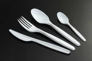 Plastic Fork 180cm Long 3.6cm Width Medium Weight 3.6g Disposable Plastic Black/white Fork