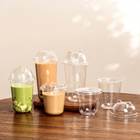 Gobelet jetable en PET de 90 mm en forme de cercle avec couvercles pour thé au lait, café à emporter, modèle BOHE à usage unique, logo personnalisable, impression UV