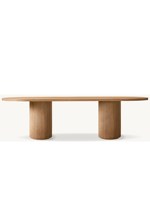 Table à manger rectangulaire longue en bois massif moderne R/H, design rustique antique, 2 pieds, table de thé pour villa