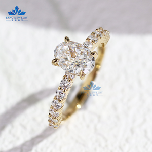 Bán Buôn IGI Chứng Nhận Hpht Cvd Vvs Phòng Thí Nghiệm Grown Hình Bầu Dục Kim Cương 3ct 4CT 5ct 14K 18K Rắn Vàng Trang Sức Engagement <span class=keywords><strong>Ring</strong></span> Phụ Nữ - Product Image 2