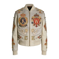 Giacca Varsity in Pelle di Pecora Personalizzata per Uomo con Design Sfumato, Chiusura a Cerniera e Ricamo Semplice