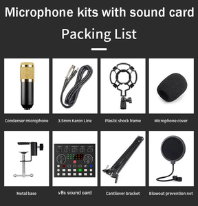 Bm 800 Chuyên Nghiệp V8s Bộ Card Âm Thanh Bm800 Mic Phòng Thu Condenser Microphone Cho Karaoke Podcast Ghi Âm Trực Tiếp Có Dây - Product Image 6
