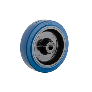 5 Zoll Industrielles Blaues Elastisches Gummi-Lenkrolle 125mm Blaue Gummi-Lenkrolle mit Bremse - Product Image 6