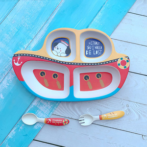 Set di Utensili Sicuri per Bambini, Piatto Diviso con Motivo Aereo e Cucchiaio per Alimenti Supplementari - Product Image 5