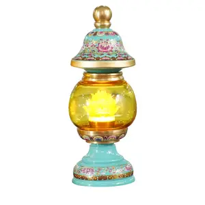 New rechargeable dual-purpose shrine lamp enamel colored LED lotus lamp for use in homes/temples