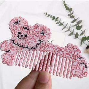 Peigne à cheveux en forme de chien de dessin animé mignon accessoire de cheveux élégant simple et ludique pour filles en acétate - Product Image 5