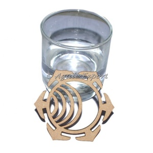 Posavasos de madera de Chakra sacro Artesanía de piedra semipreciosa - Product Image 1