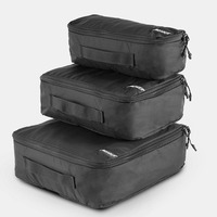 Ensemble de 3 cubes de rangement de voyage, organisateurs de bagages en nylon noir pour accessoires de voyage, organisateurs de rangement légers pour valise