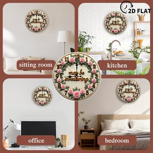 Round Wooden Wall <b>Clock</b> 25cm Quiet Quartz <b>Movement</b> Household Decor Easy Installation - Product Image 4