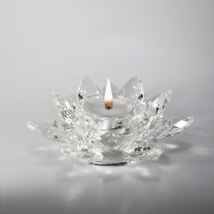 Прозрачное стекло кристалл цветок лотоса свечи держатель MH-Z0258 - Product Image 1