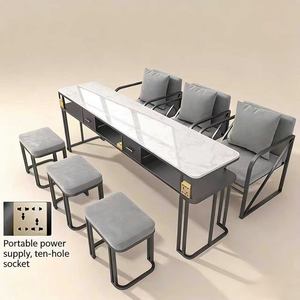 Mesa de Manicura Negra para Celebridades de Internet, Individual, Doble, Triple, Nueva Mesa y Juego de Sillas Especiales para Salón de Uñas de Mármol 2025 - Product Image 2