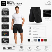 Shorts de sport en polyester pour hommes avec logo personnalisé, OEM, séchage rapide, pour la gym, la course à pied, la course, taille élastique, fabricant de shorts d'entraînement