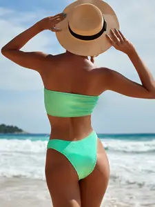 Wholesale Manufacturer Textured Swimwear High Cut Swimsuit Bathing Suit Girl Micro Blank Designer Crinkle Custom Bikini Set