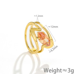 Bague en acier inoxydable plaqué or 18 carats avec double barre géométrique creuse et pierres multicolores – Design audacieux et accrocheur pour les fêtes et le quotidien - Product Image 6