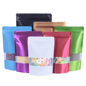 Bolsa de pie de papel de aluminio colorida con ventana para alimentos con cremallera Negro <span class=keywords><strong>Blanco</strong></span> Rojo Verde Azul Doypack Mylar Bag - Product Image 1