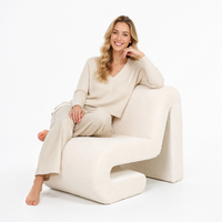 Fauteuil d'appoint luxueux en velours côtelé avec ruban, chaise longue postmoderne à forme continue pour hôtel et studio