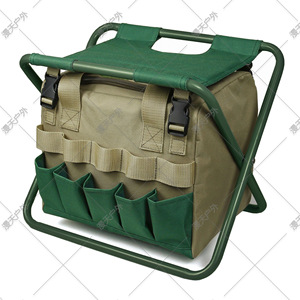 Tabouret de jardin pliant avec rangement pour outils, chaise d'extérieur polyvalente en tissu Oxford 600D avec cadre en fer pour le jardinage et la pêche - Product Image 3
