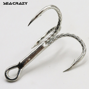 SEACRAZY Acier à haute teneur en carbone 8 #   <span class=keywords><strong>Hameçon</strong></span> triple 3/0 brillant à écailles de poisson, antidérapant, <span class=keywords><strong>pour</strong></span> <span class=keywords><strong>la</strong></span> pêche à <span class=keywords><strong>la</strong></span> traîne de gros gibier, modèle <span class=keywords><strong>pour</strong></span> <span class=keywords><strong>la</strong></span> perche - Product Image 1