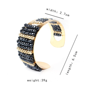 Bracelet tressé plaqué or style punk, très tendance, avec contraste de couleurs unique et design de tissage mica à la mode - Product Image 2