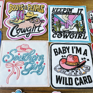 Bulk Order Twill Custom Manufacturer West Cowboy Laser Cut Border <b>Sew</b> <b>on</b> Badge <b>Patch</b> Embroidered <b>Patch</b> for Clothing/Hat - Product Image 2