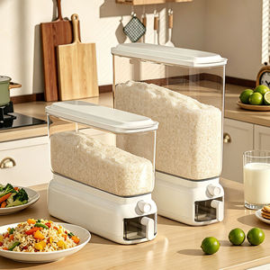 Rice Storage Container 20kg Insect Proof Moisture Proof Sealed Transparent Rectangle Kitchen Use - Product Image 1