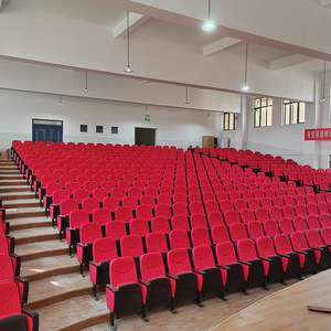 Chaises d'auditorium Anji Yijian, coque en plastique, double nervure, revêtement rouge, pour salles de conférence et écoles - Product Image 2