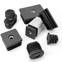 Inserts carrés pour tubes carrés avec filetage M8, embouts noirs en plastique pour roulettes, bouchons d'extrémité de chaise, meubles