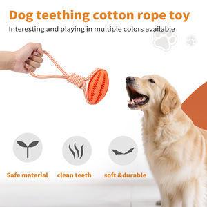 Mainan kunyah hewan peliharaan tali kepang dan bola karet tahan lama untuk anak anjing tumbuh gigi hadiah mewah untuk kucing untuk bermain bola tali karet hewan peliharaan - Product Image 2