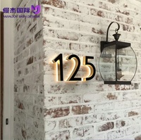 Enseigne LED personnalisée, numéros de maison lumineux, enseignes murales éclairées, plaque murale rétroéclairée en acier inoxydable pour la décoration intérieure
